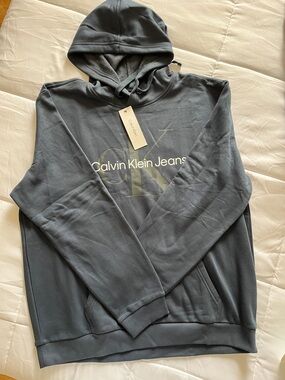 Calvin Klein Slate Blue Logo Pullover Hoodie